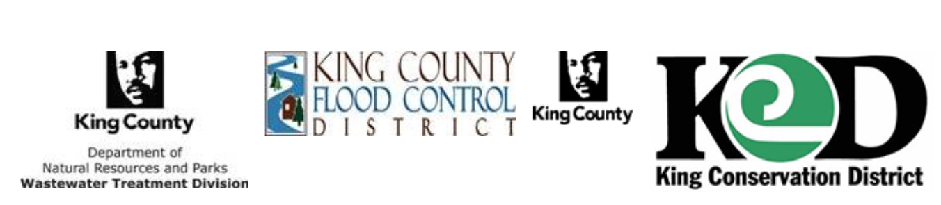 Multiple logos - King County Department of Natural Resources and Parks Wastewater Treatment Division, King County Flood Control District, King County Conservation District, King County