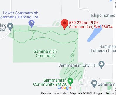 Google Map aerial view showing location of Lower Commons at 550 222nd Place Southeast, Sammamish, Washington 98074.